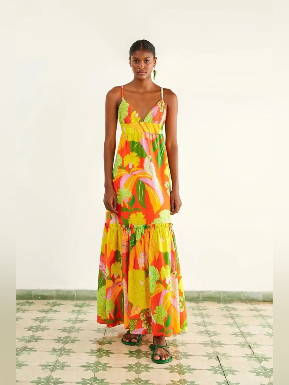 NWT Farm Rio Neon Floral Maxi Dress size M